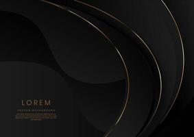 arrière-plan noir 3d abstrait avec des lignes dorées scintillantes ondulées avec espace de copie pour le texte. conception de modèle de style de luxe.
