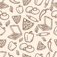 motif de pizza sans soudure dessiné à la main et ingrédients de style vintage vecteur