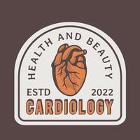 illustration de logo d'organe cardiaque de style vintage vecteur