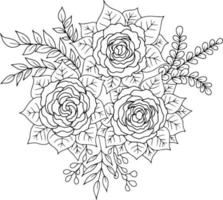 conception vecteur contour illustration fleur rose