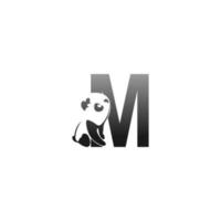 panda animal illustration en regardant l'icône de la lettre m vecteur
