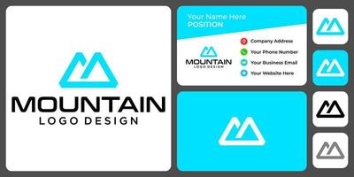 création de logo de montagne monogramme lettre m avec modèle de carte de visite. vecteur
