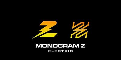 création de logo électrique monogramme lettre z sur fond noir.