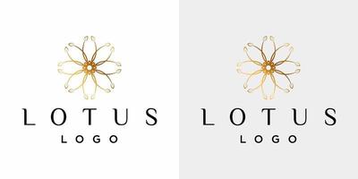 conception de logo de lotus simpliste avec une couleur dorée luxueuse. vecteur