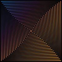 carrés d'art op en dégradé coloré avec effet de distorsion visuelle faisant une illusion d'optique de pyramides ou de tunnel. bannière hypnotique, fond carré d'illustration vectorielle vecteur