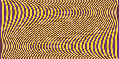 bannière à rayures ondulées violettes et jaunes. lignes colorées psychédéliques. motif abstrait. texture avec des courbes rayées ondulées. fond d'art optique. design de mode, modèle hypnotique d'illustration vectorielle vecteur