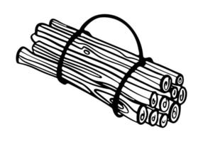 paquet d'illustration vectorielle de doodle de contour de bois de chauffage. branches attachées avec une corde vecteur