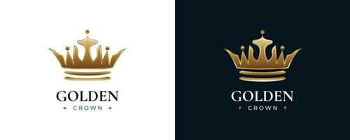 création de logo de couronne dorée de luxe. logo ou icône de la couronne royale du roi ou de la reine. illustration vectorielle de diadème élégant vecteur