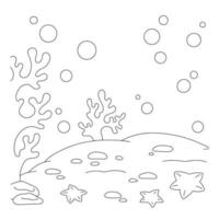 magnifique paysage naturel. page de livre de coloriage pour les enfants. style de bande dessinée. illustration vectorielle isolée sur fond blanc. vecteur