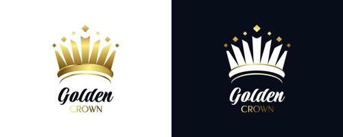 création de logo de couronne dorée de luxe. logo ou icône de la couronne royale du roi ou de la reine. illustration vectorielle de diadème élégant