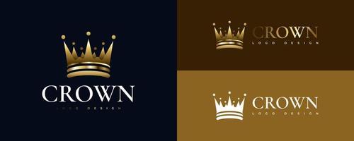 création de logo de couronne dorée de luxe. logo ou icône de la couronne royale du roi ou de la reine. illustration vectorielle de diadème élégant