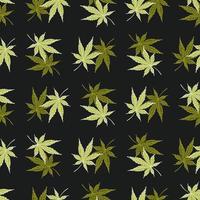 feuilles de cannabis motif gravé sans soudure. fond rétro botanique avec feuille de marijuana dans un style dessiné à la main. vecteur