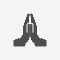 vecteur d'icône de prière. mains jointes dans l'icône de la ligne de prière.