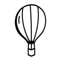 icône de griffonnage facile à utiliser de la montgolfière vecteur