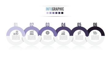 l'infographie de la chronologie du modèle horizontale colorée numérotée pour six positions peut être utilisée pour le flux de travail, la bannière, le diagramme, la conception Web, le graphique en aires vecteur