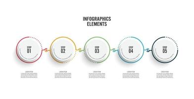 bannière modèle d'infographie d'entreprise en 5 étapes avec options d'étape. modèle de présentation, graphique, graphique. illustration vectorielle. vecteur