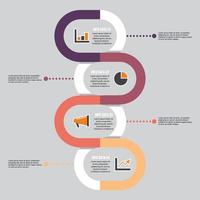 l'infographie de la chronologie du modèle horizontale colorée numérotée pour quatre positions peut être utilisée pour le flux de travail, la bannière, le diagramme, la conception Web, le graphique en aires vecteur