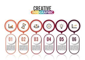 modèle d'options d'infographie abstraite numéro 6. illustration vectorielle. peut être utilisé pour la mise en page du flux de travail, le diagramme, les options d'étape commerciale, la bannière, la conception Web. icônes de course. vecteur