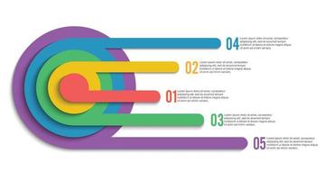 le vecteur de conception infographique et les icônes marketing peuvent être utilisés pour la mise en page du flux de travail, le diagramme, le rapport annuel, la conception Web. concept d'entreprise avec 5 options, étapes ou processus.