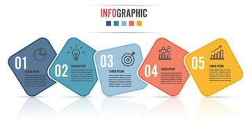 modèle de conception infographie chronologie avec 5 options, diagramme de processus, illustration vectorielle eps10 vecteur