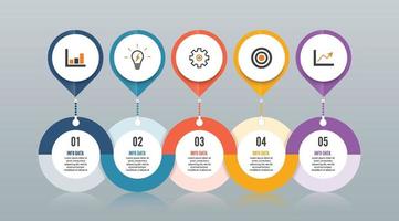 l'infographie de la chronologie du modèle horizontale colorée numérotée pour six positions peut être utilisée pour le flux de travail, la bannière, le diagramme, la conception Web, le graphique en aires vecteur