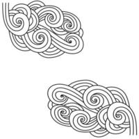 un motif de lignes et de boucles lisses, un cadre d'angle ou un élément décoratif pour colorer la page antistress, des arcs et des vagues dans un tissage lisse vecteur