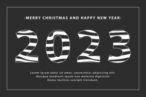 bonne année 2023 design sur fond noir vecteur