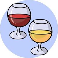 un ensemble de verres à vin en verre pour le vin, le cognac. illustration vectorielle, style dessin animé vecteur