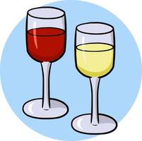 un ensemble de verres à vin en verre pour le vin, le champagne sur une jambe haute. illustration vectorielle, style dessin animé vecteur