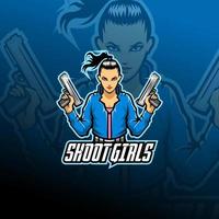 logo de mascotte esport girl shoot vecteur