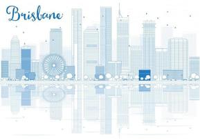Décrire l'horizon de Brisbane avec des bâtiments bleus et des reflets. vecteur