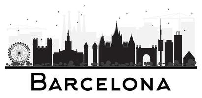 silhouette noire et blanche des toits de la ville de barcelone. vecteur