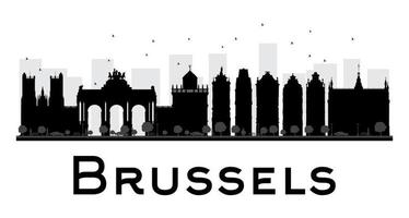 bruxelles ville skyline noir et blanc silhouette vecteur