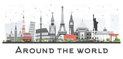 concept de voyage à travers le monde avec des monuments internationaux célèbres.