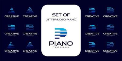 collection initiale de logos avec concept de piano. logo de référence vecteur