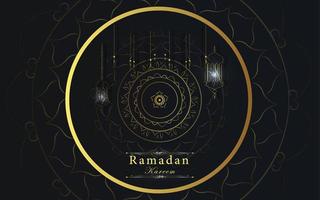 fond de ramadan kareem avec ligne dorée