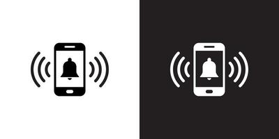notification, icône de cloche qui sonne sur l'écran du smartphone. illustration vectorielle vecteur