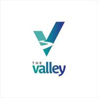 vallée logo rivière v lettre monogramme vecteur