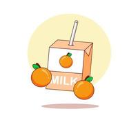 boîte de lait orange de dessin animé mignon. illustration vectorielle