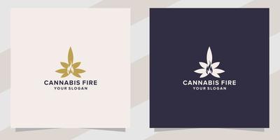 cannabis avec modèle de logo de feu vecteur