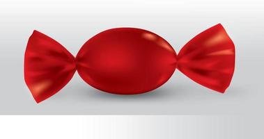 emballage de bonbons ovales rouges pour un nouveau design, isolement du produit sur fond blanc avec reflets et couleur rouge à souder. vecteur