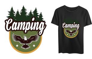conception de t-shirt de camping vecteur