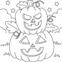 coloriage de citrouille d'halloween à 2 niveaux pour les enfants vecteur