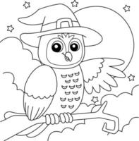 chouette chapeau de sorcière halloween coloriage pour les enfants vecteur