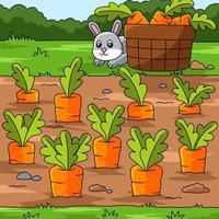 illustration de dessin animé coloré de champ de carottes vecteur