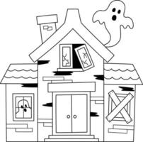 maison hantée halloween coloriage page isolé vecteur