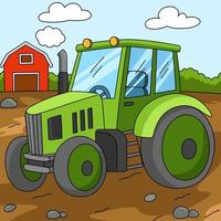 illustration de ferme de dessin animé couleur tracteur vecteur