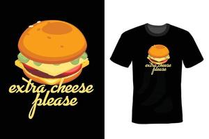 conception de t-shirt burger, vintage, typographie vecteur