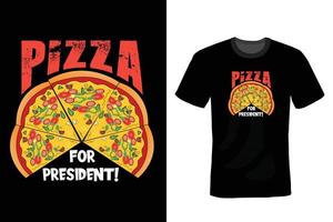 conception de t-shirt de pizza, vintage, typographie vecteur