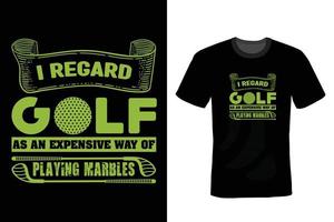 conception de t-shirt de golf, vintage, typographie vecteur